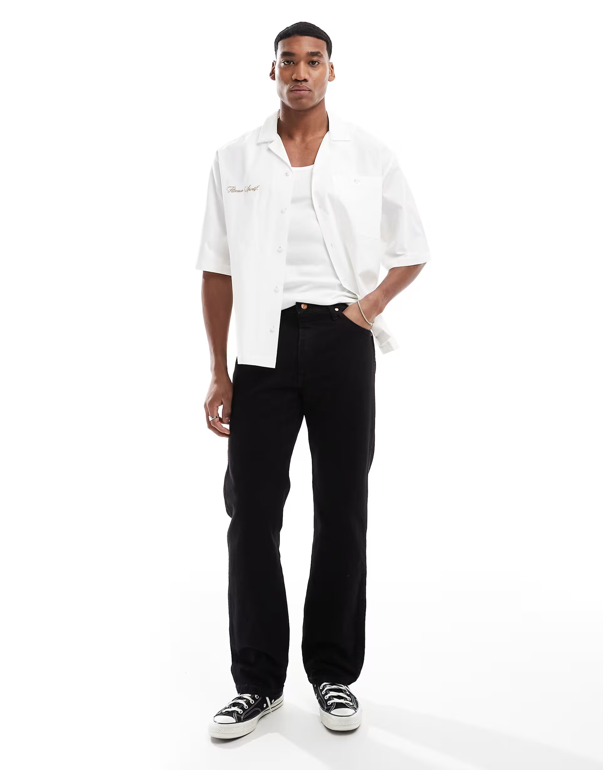 Wrangler 13MWZ original cowboy straight fit jeans in black | ASOS | ASOS (Global)