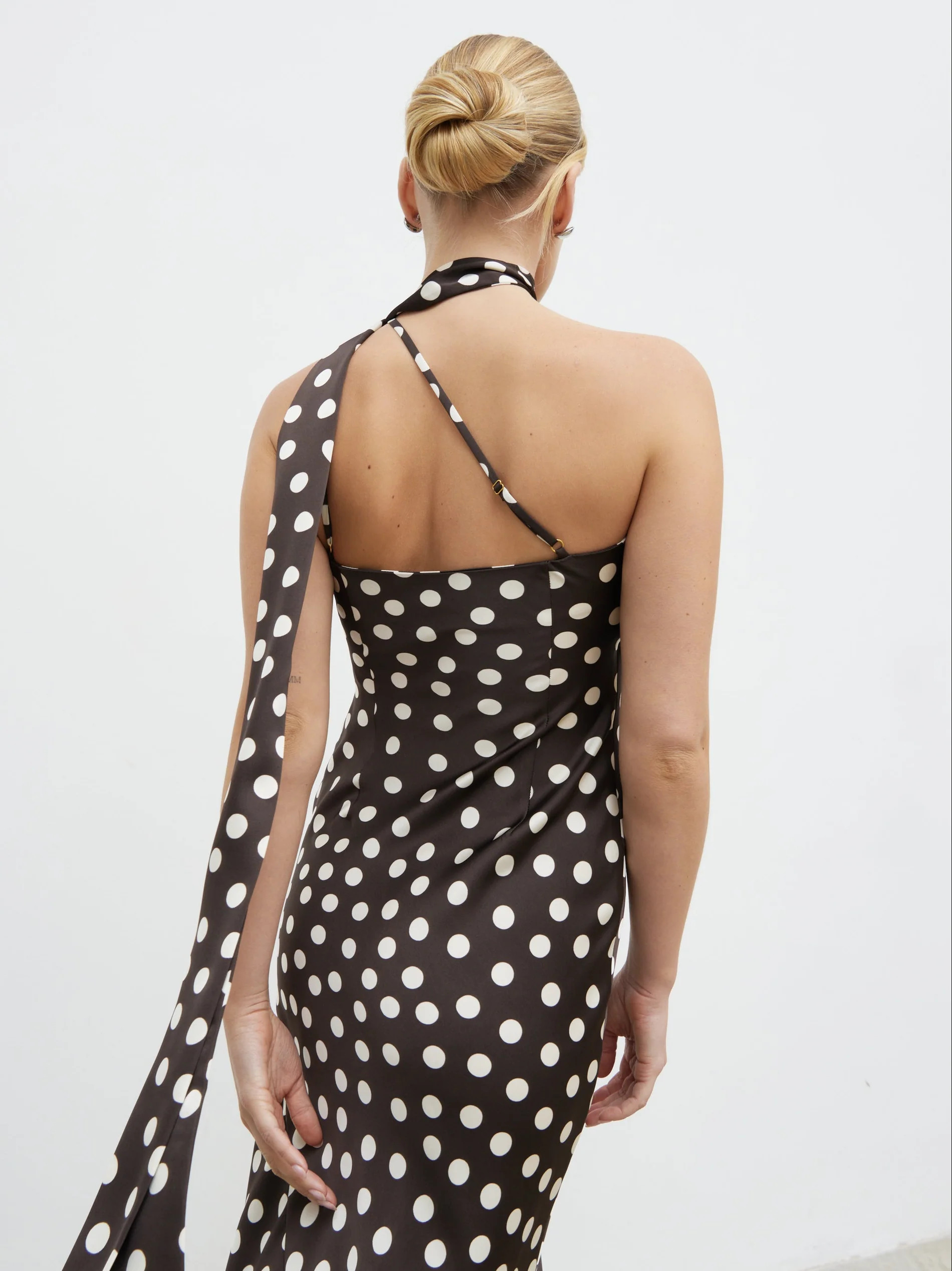 Sheree Midaxi Dress - Brown and Cream Polka Dot | Pretty Lavish (UK)