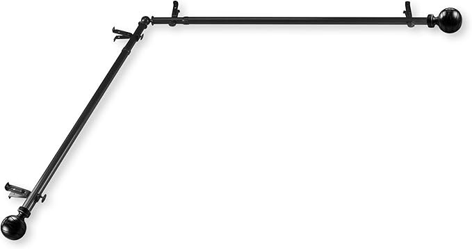 Rod Desyne Arman Corner Window Curtain Rod 13/16", 28-48 inch, Black | Amazon (US)
