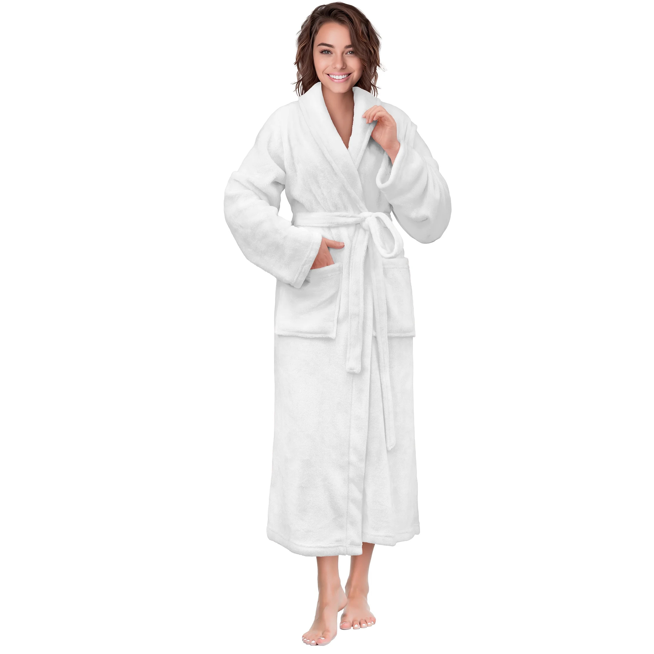 PAVILIA White Women Robe Fleece Plush Soft, Fluffy Fuzzy Cozy Warm Lightweight Bathrobe, Shower S... | Walmart (US)