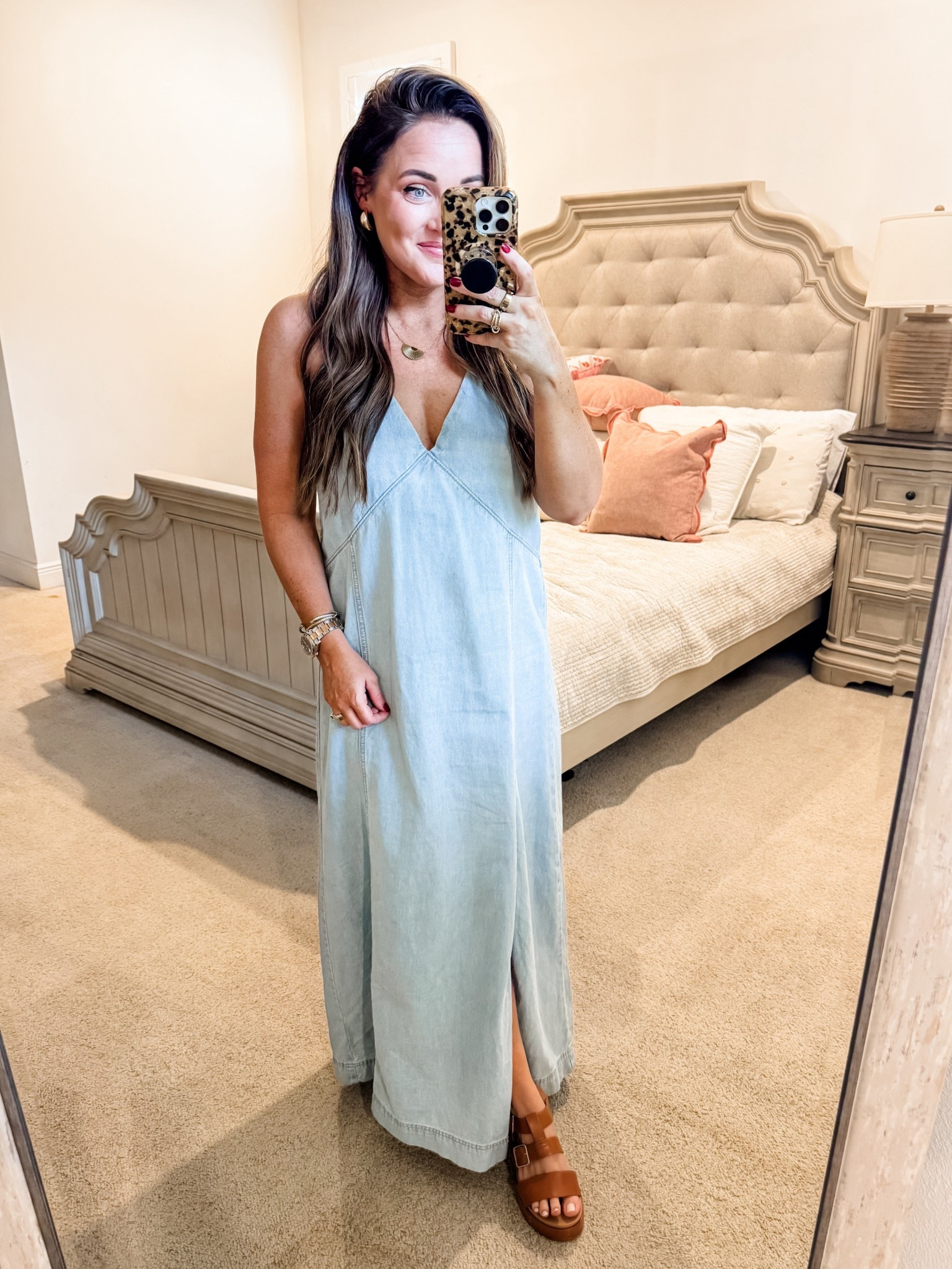 Dress - M 
5’2” 145 lbs 
—
Target dress | Target denim | Denim dress | Denim maxi | Maxi dress | Fall maxi dress | Family photo look | Boho maxi 

#LTKStyleTip #LTKSaleAlert #LTKFindsUnder50