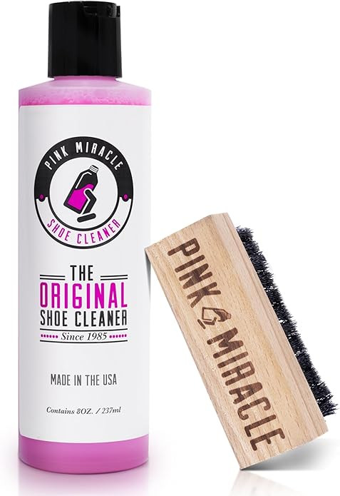 Pink Miracle Shoe Cleaner Kit with Bottle and Brush For Fabric Cleaner For Leather, Whites, Suede... | Amazon (US)