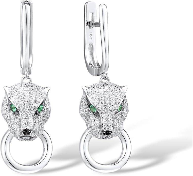 Santuzza Panther Earrings 925 Sterling Silver Leopard Dangle Earrings for Women | Amazon (US)