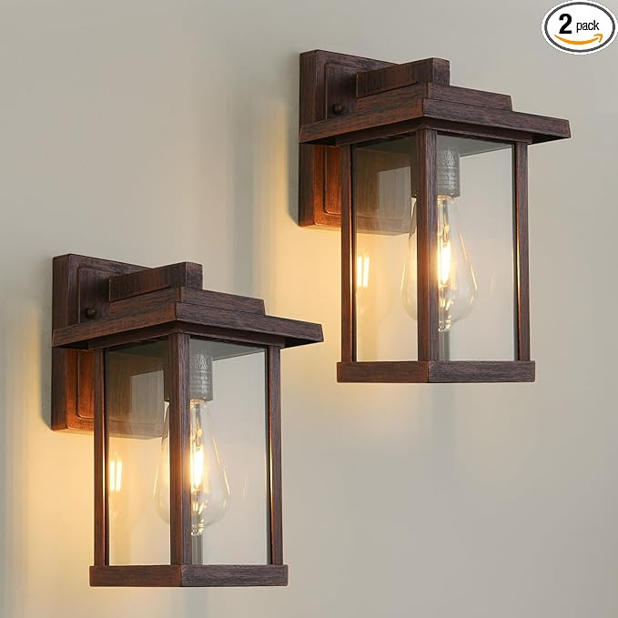 Outdoor Wall Sconce, Outside Porch Light Fixtures, Anti-Rust Exterior Wall Lights in Brown Finish... | Amazon (US)