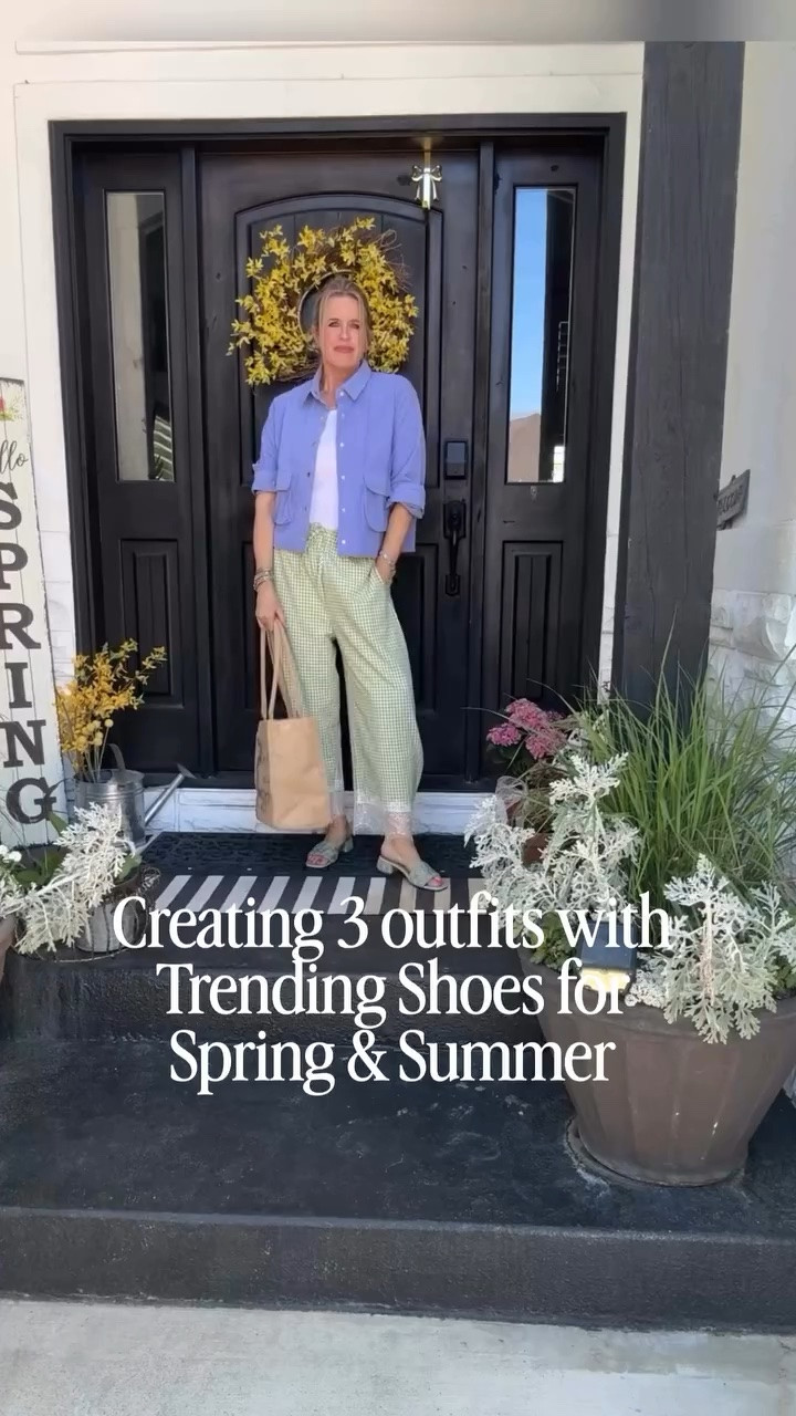 Creating 3 Outfits with Trending shoes for Spring and. Summer 🌱

—-Easy Spirit—-
Is know for comfort and Cushioned shoes that you can wear all day for work or play..

Meet the NEW Girls that also Have Style and are trending this Season.

~ Rosario- is a Small flower detail in Raffia with a block heel, amazing cushion and comes in 3 on trend colors for Spring. Featured her is what I call Pastachio green (light green)

~ Hetty is a slingback pointed toe Dress pump with kitten heel and a horse bit detail in brown trim and raffia.

~VANA Slip on Raffia Slide with horsebit & Leather detail… 

3 pairs of shoes that will work with all of your Spring & Summer outfits from work to play✔️✔️✔️

Comment “shop” for links 

⬆️Facebook friends please use link above to shop

#easyspirit #trendingshoes #midlifestyle