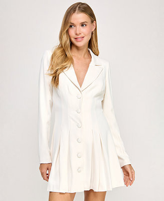 Juniors' Collared Long Sleeve Suit Jacket Dress | Macy's