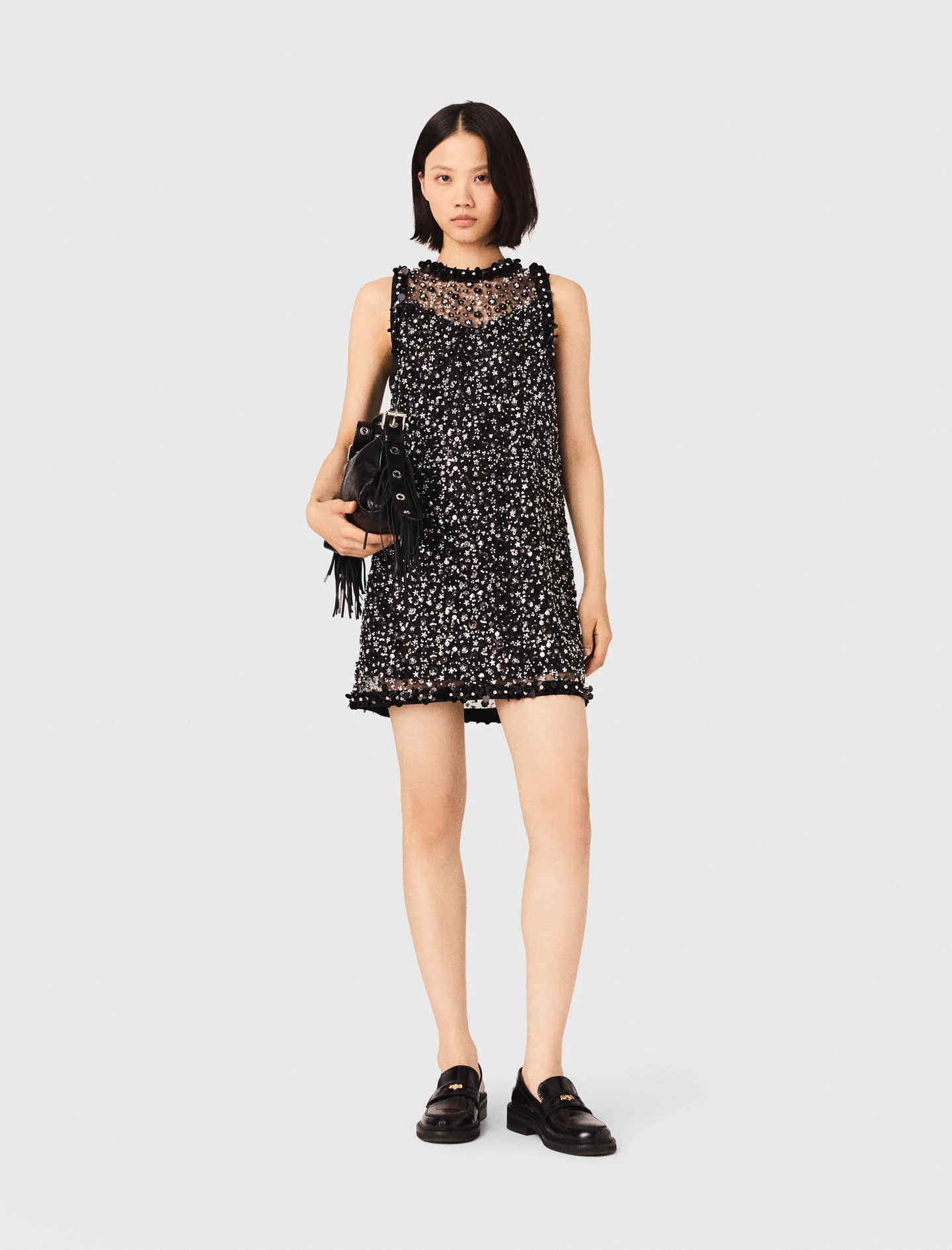 Rhinestone floral dress Black / Gray for Women | Maje | Maje US