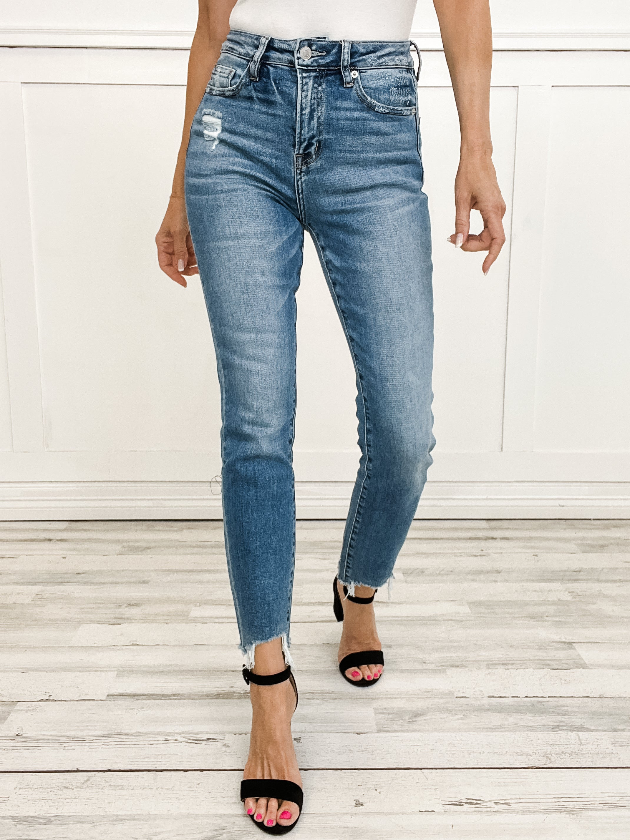 MICA Denim Super High Straight Leg with Step Hem Jeans | Emma Lou's Boutique