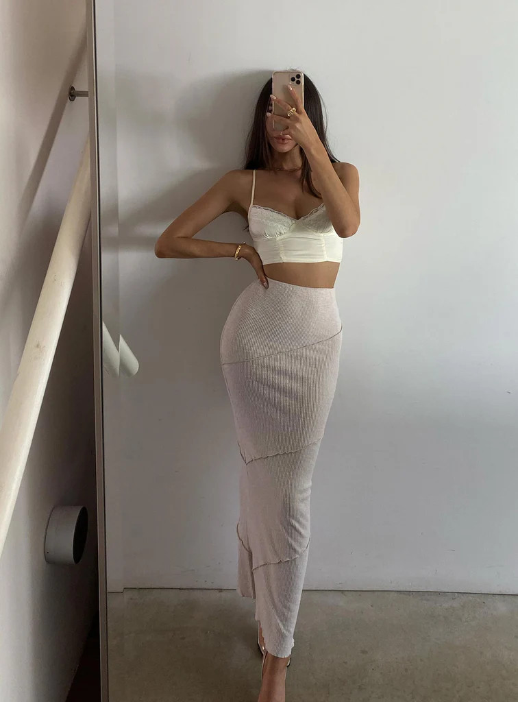 Oscar Maxi Skirt Beige | Princess Polly US