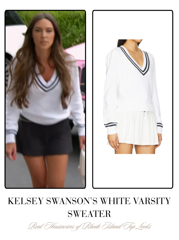 Kelsey Swanson's White Varsity Sweater 

 