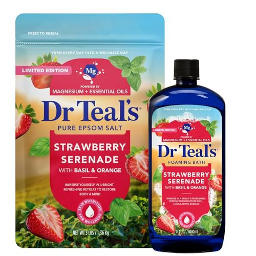 Dr Teal's Limited Edition Strawberry Serenade Pure Epsom Salt and Foaming Bath Set with Basil & Orange | Amazon (US)