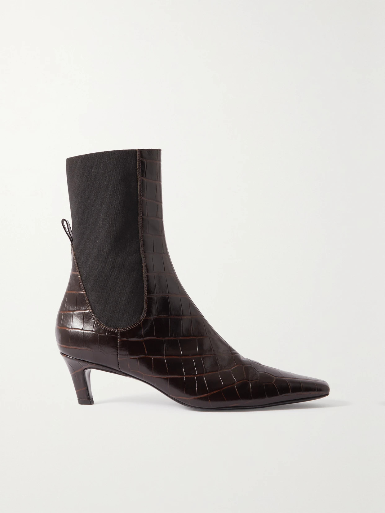 TOTEME - + Net Sustain The Mid Heel Croc-effect Leather Ankle Boots - Brown | NET-A-PORTER (US)
