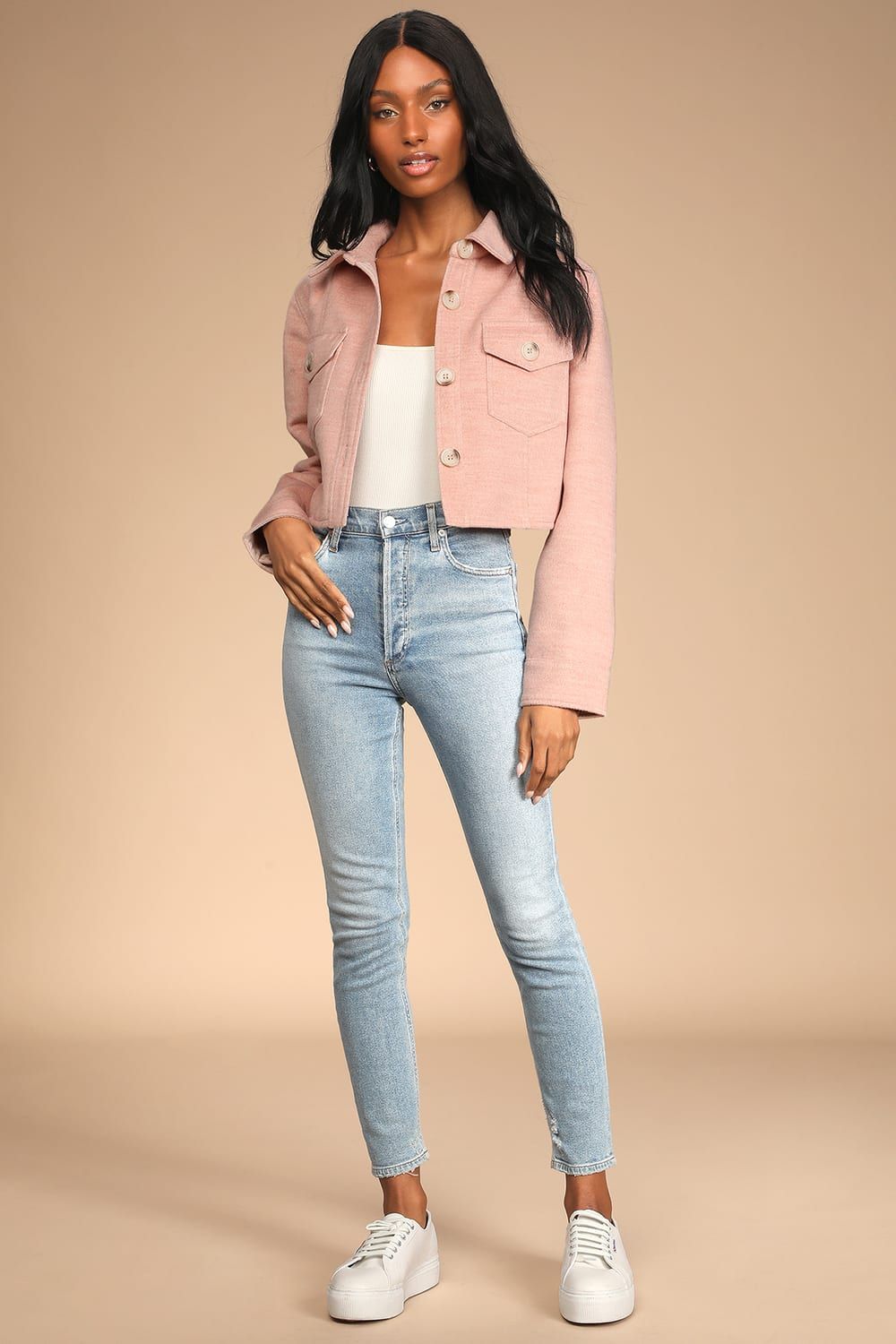 In With the New Mauve Pink Cropped Shacket | Lulus (US)