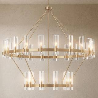 Check The Home Depot's Q&A Before Buying: YUYI Modern Chandelier 60 in. 30-Light Gold Wagon Wheel... | The Home Depot