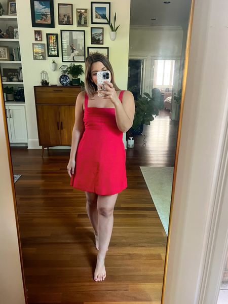 20% off Abercrombie dresses - but this one has shorts built in underneath! I sized up to medium petite which was unnecessary but it’s also very comfy 😂 the red would be cute for 4th of July but it comes in a bunch of colors and prints too! 

#LTKFindsUnder100 #LTKSaleAlert #LTKSeasonal