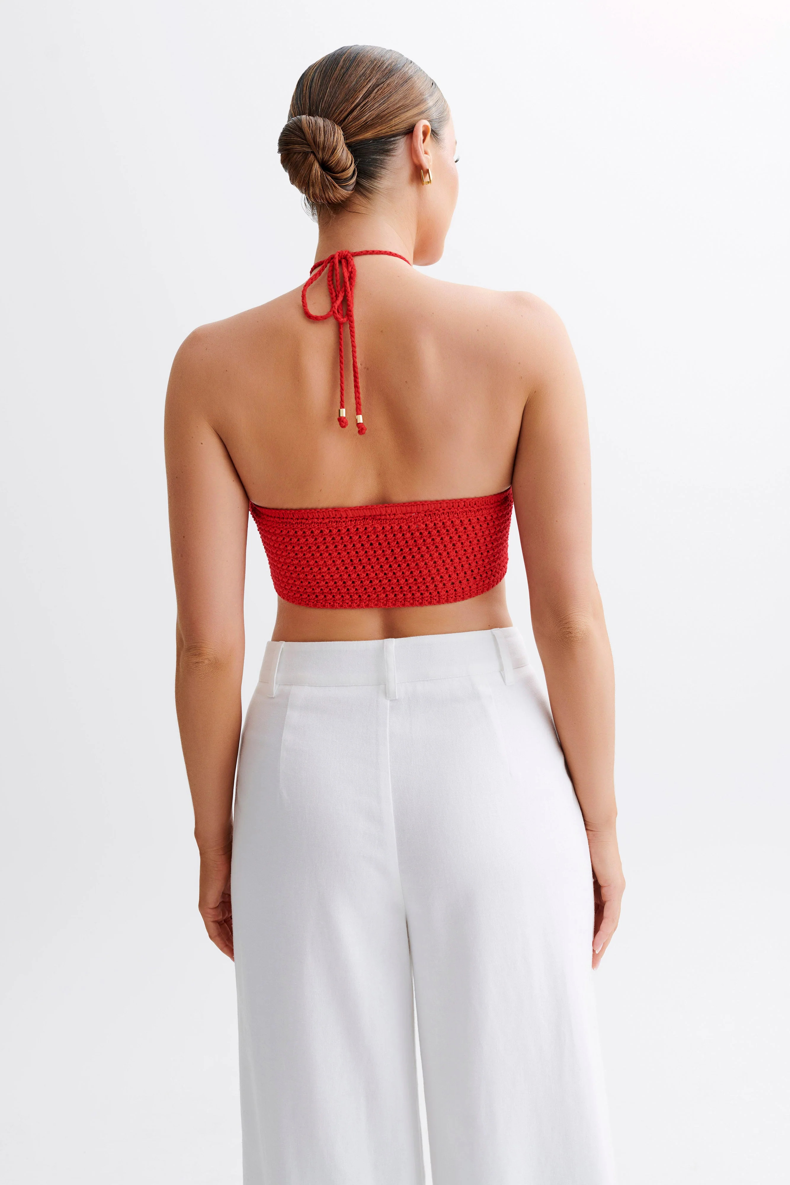 Bailey Floral Crochet Halter Top - Pomegranate | Meshki (APAC)