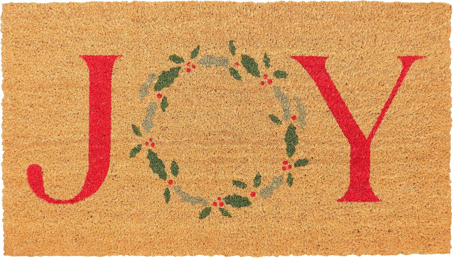 KAF Home Holiday Coir Doormat with Heavy-Duty, Weather Resistant, Non-Slip PVC Backing | 17 by 30 Inches, 0.6 Inch Pile Height | Perfect for Indoor and Outdoor Use (Joy Wreath) | Amazon (US)