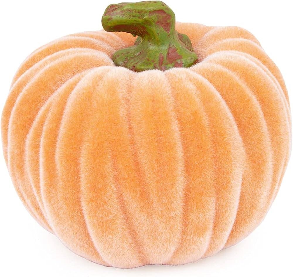 Boston International Decorative Tabletop Velvet Pumpkin, 3 x 3-Inches, Orange | Amazon (US)