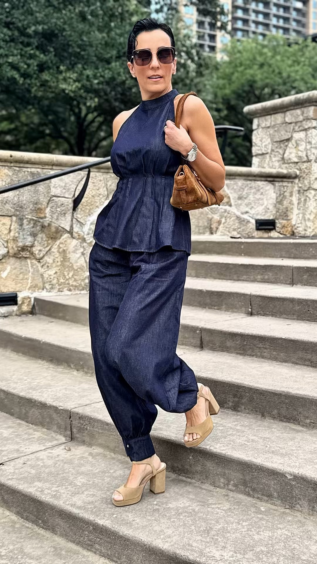 Comment Shop and  I will send all  the links.  One summer wardrobe.
A vacation-worthy knit set, a stunning denim-blue harem pant set, a silk-cotton dress in a
universally flattering silhouette, and a floral linen-silk set that feels like wearable art.
Beautiful fabrics. Thoughtful details. Pieces you'll actually want to wear. And my favorite part?
The sets can be broken apart and styled into multiple outfits, giving you even more versatility
from your wardrobe. @fabrique.official #ad
For the clothing items featured use my code “myEugenia” for 10% off
For the bag use my code Eugenia20 for $20 off

#LTKootd #LTKgrwm #LTKOver40