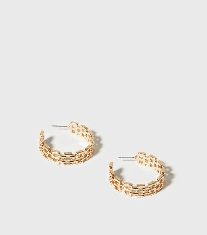 Gold Cut-Out Chain Hoop Earrings
						
						Add to Saved Items
						Remove from Saved Items | New Look (UK)