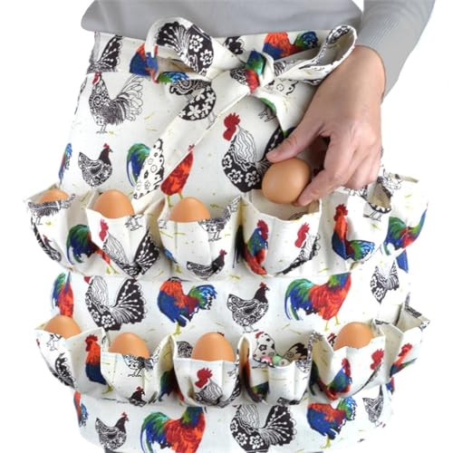 HICHBRLICH Egg Apron, Egg Apron with 12 Deep Pockets for Chicken Duck Goose Eggs, Gathering Holding Apron for Housewife Farmhouse | Amazon (US)
