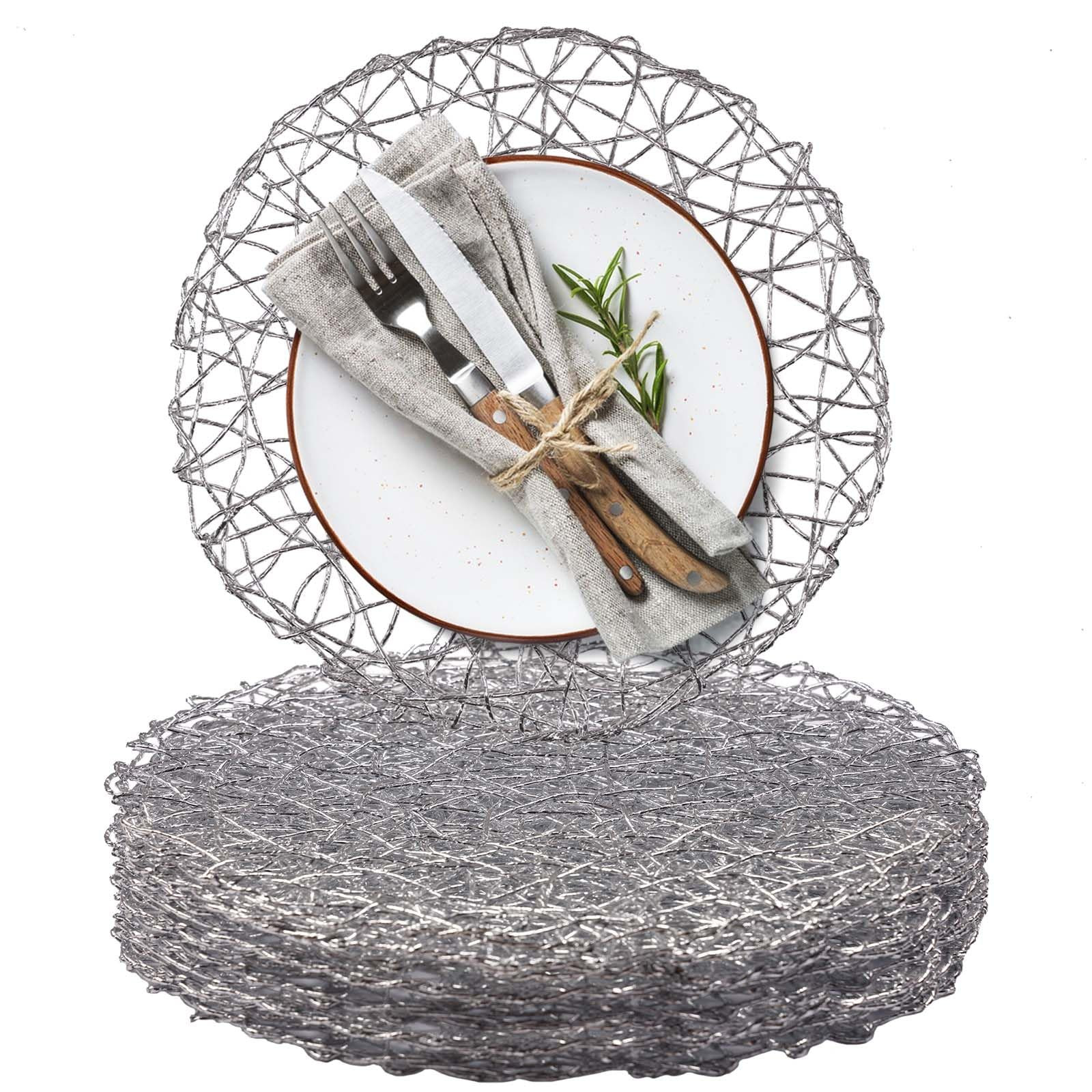 AHHFSMEI Paper Braided Round Placemats Set of 12 Natural Non-Slip Heat Resistant Table Mats for D... | Amazon (US)