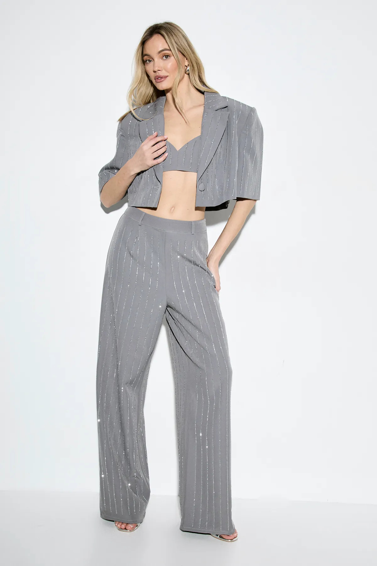 Trousers | Premium Embellished Straight Leg Trouser | MissPap | boohoo (US & Canada)