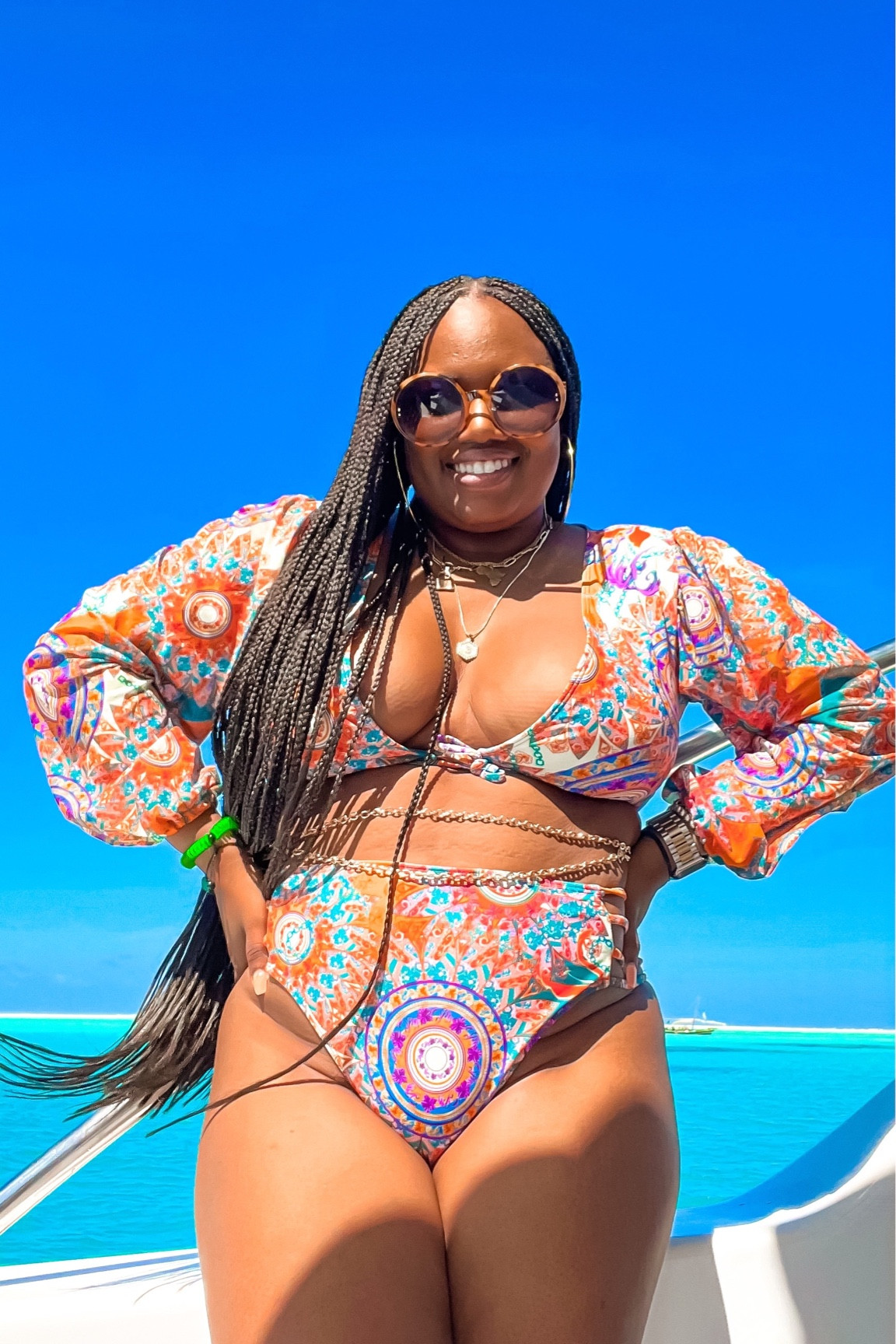 🌊🛥️ Yacht Life in Zanzibar, Africa! 🌴🐠
📍Indian Ocean, Tanzania

Ready to set sail in style? 🚤🎉 Check out this fabulous outfit inspiration for a day out on a yacht! 😎👙 I am rocking a Shein two-piece strappy long sleeve bikini with vibrant colors, complemented by glamorous gold accessories and Martha Stewart shades! 😍🏝️

Join us on this unforgettable adventure as we party, relax, and indulge in a sumptuous seafood lunch! 🦞🍹 Whether you're soaking up the sun or enjoying the crystal-clear waters, this look is a must-have for any yacht getaway! ⛵

#LTKunder50 #LTKswim #LTKtravel