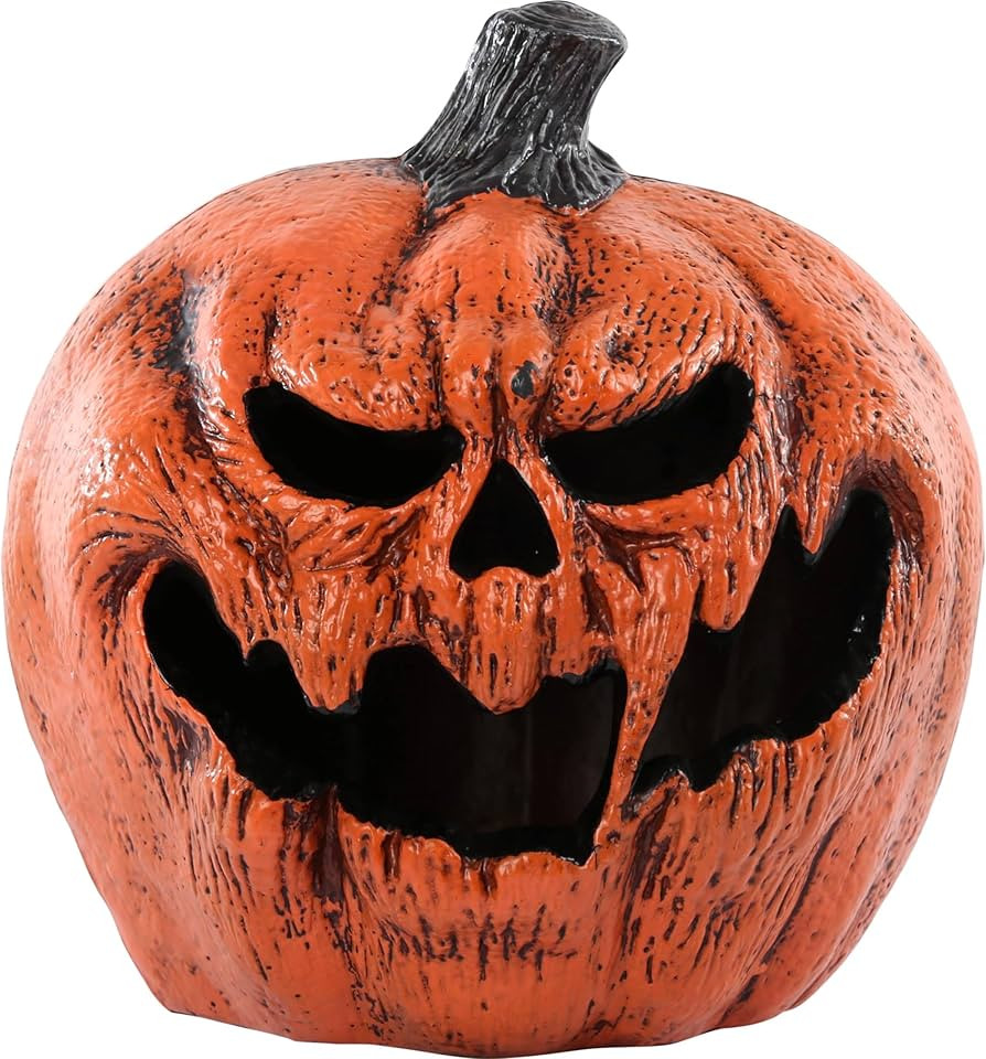 Light Up Evil Pumpkin Halloween Props and Decor, 11" W x 9" L x 11 1/2" H | Amazon (US)