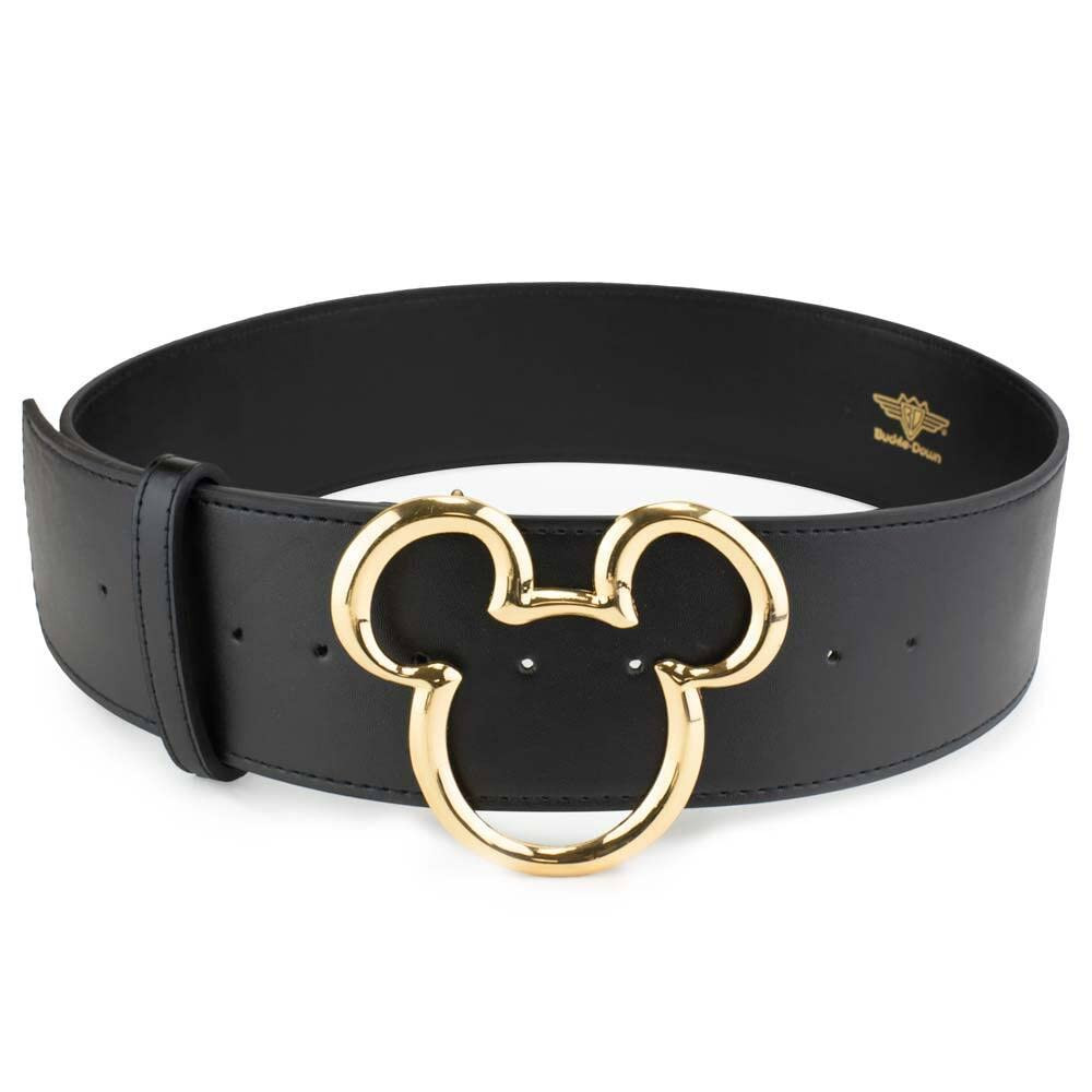 Buckle-Down Men's Disney, Mickey Ears Gold Cast, Black Vegan Leather Belt | Amazon (US)