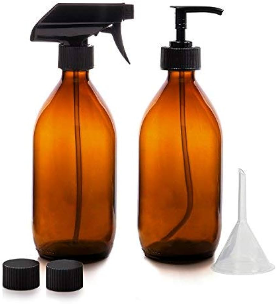 Nutra4Radiance Amber Glass Spray and Soap/Lotion Dispenser Bottle Set – Set of 2 Amber Glass Bo... | Amazon (UK)