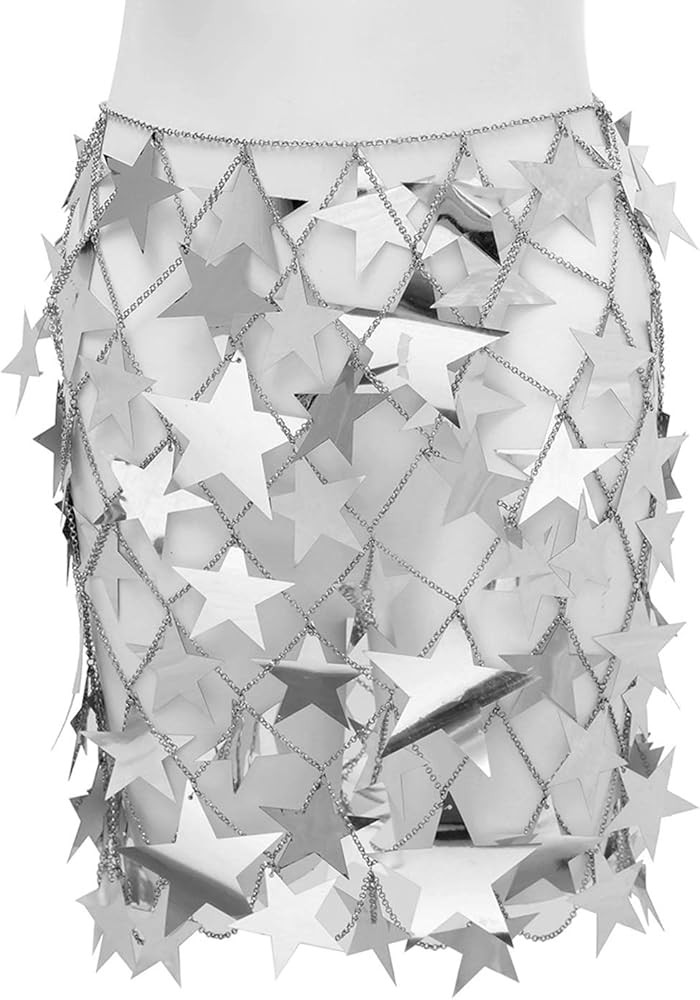 Aksod Sexy Sequins See Through Dress Shimmer Star Hollow Out Skirt Beach Bikini Cover Ups Fashion... | Amazon (US)