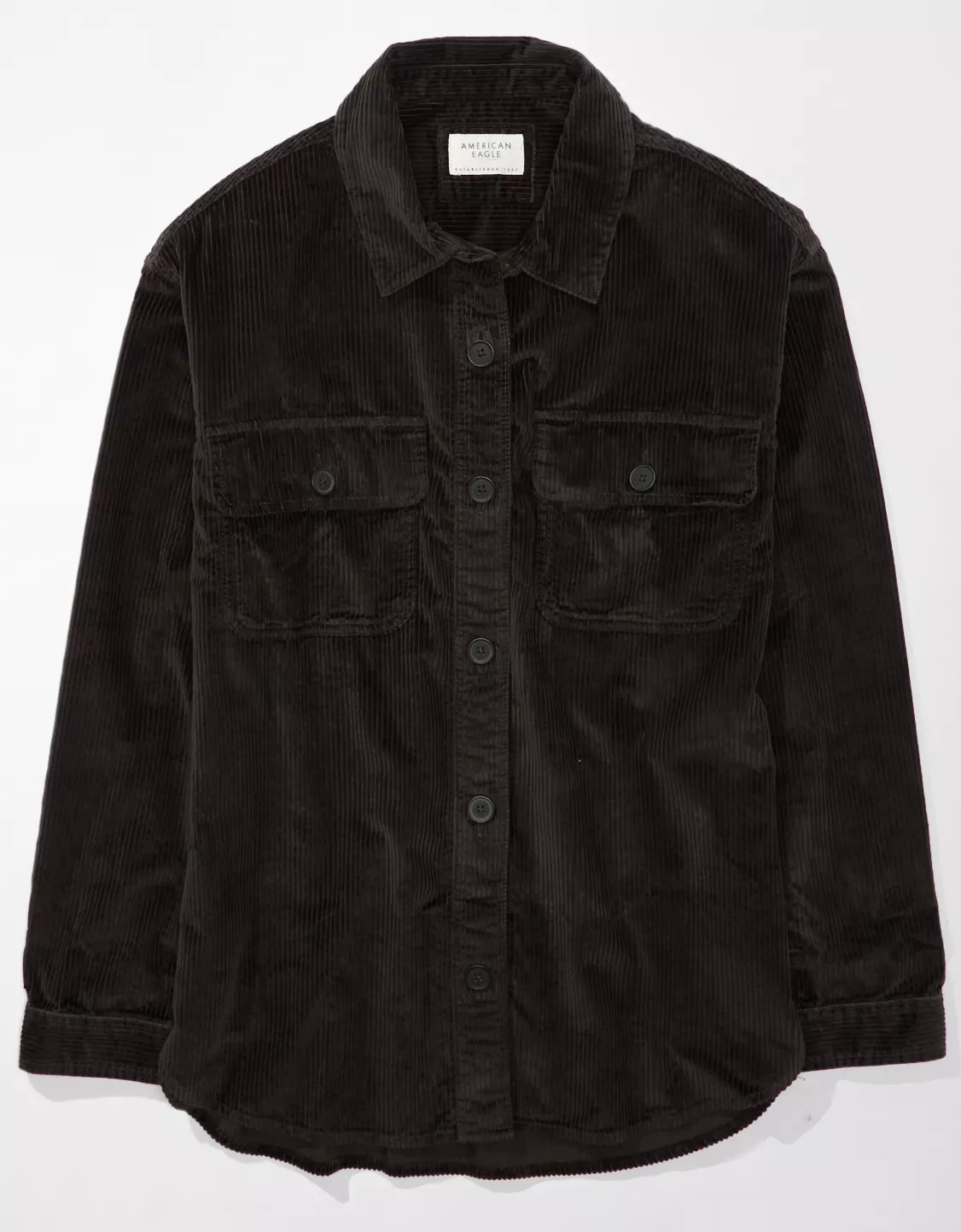 AE Dreamy Drape Oversized Corduroy Shirt | American Eagle Outfitters (US & CA)