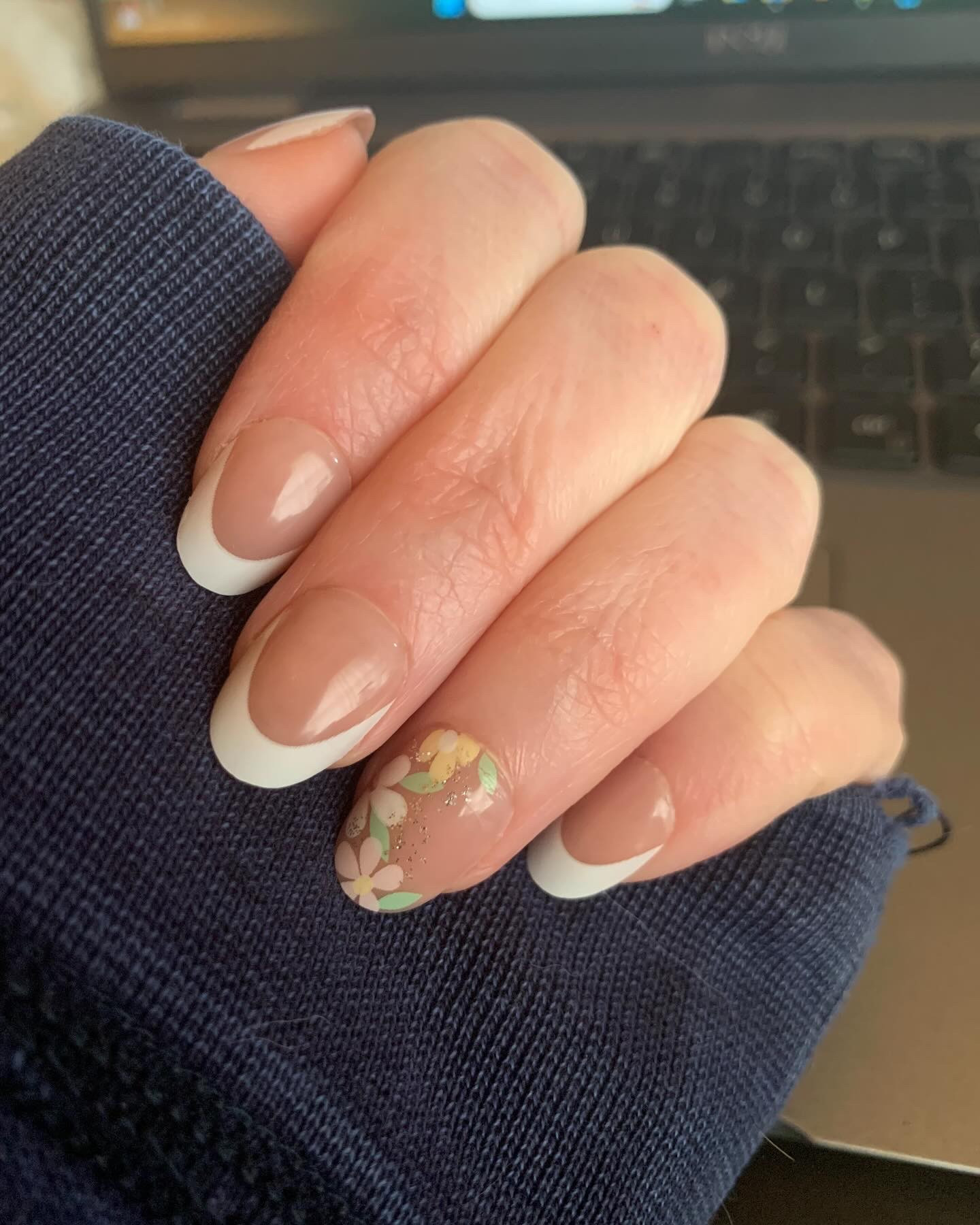 Another favorite set of nails. Perfect for spring! Not sure if you can see it in the photo but the floral nail has a little sparkle added ✨ 😍 Amazon again for the win. 
.
#nails #PressOnNails #MediumLengthNails #NailArt #DIYManicure #NailCare #BeautyEssentials #NailDesign #SalonAlternative #AffordableBeauty #NailFashion #QuickManicure #NailStyle #EasyApplication #DurableNails #ChicNails #NailAccessories #BeautyReview

#LTKFindsUnder50 #LTKStyleTip #LTKBeauty