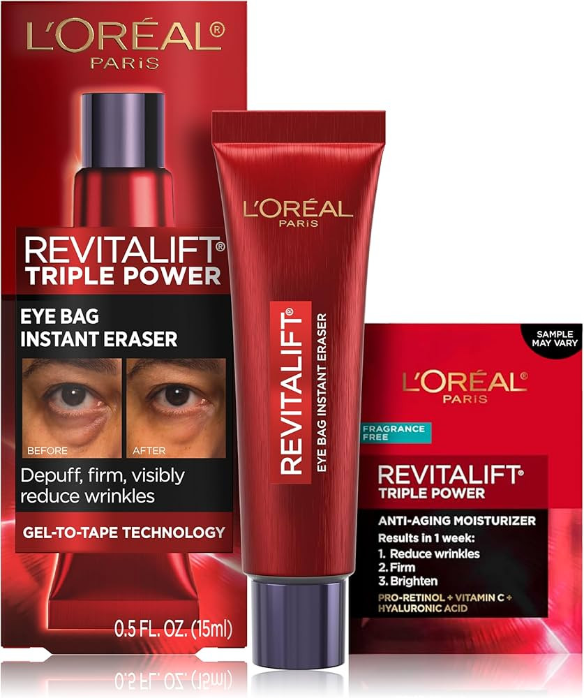 L'Oreal Paris Revitalift Triple Power Eye Bag Instant Eraser, Eye Tightener Treatment to Firm Bag... | Amazon (US)