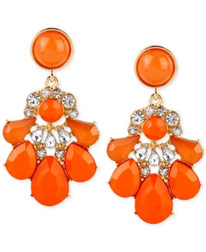 Haskell Gold-Tone Orange and Crystal Faceted Bead Drop Earrings | Macys (US)