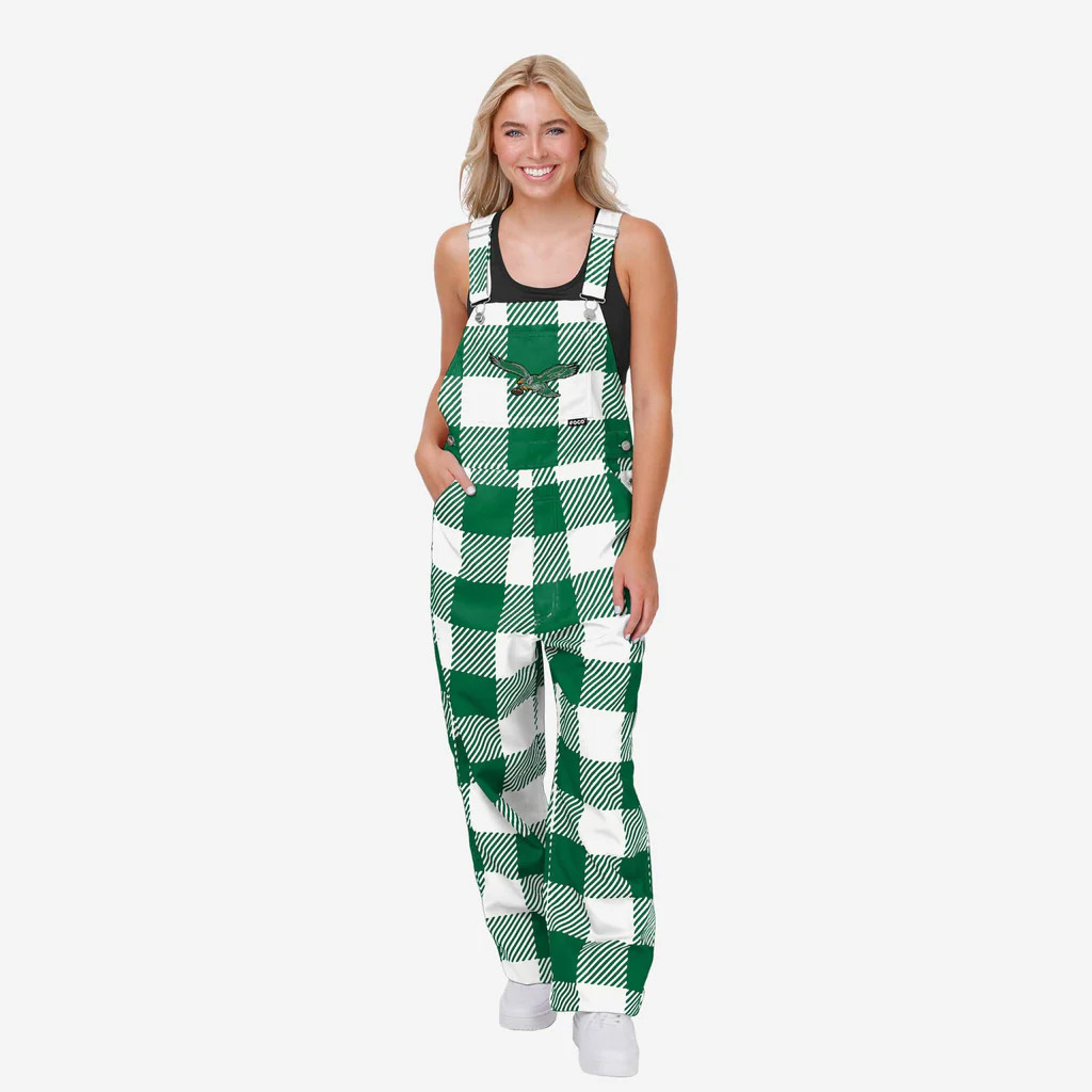 Philadelphia Eagles Kelly Green Womens Plaid Bib Overalls | FOCO inc