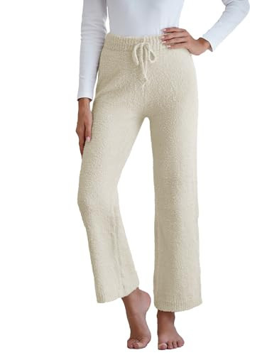 Famulily Cute Fuzzy Sweat Pants for Women Fuzzy Fleece Pajama Pants Fleece Pajamas Pants Beige M | Amazon (US)