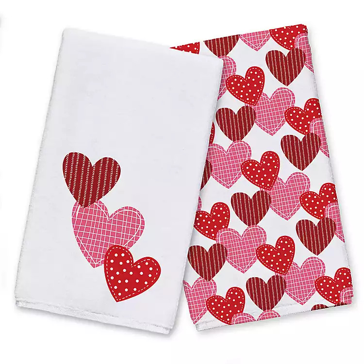 Red and Pink Hearts Valentine's Tea Towel Set | Kirkland's Home