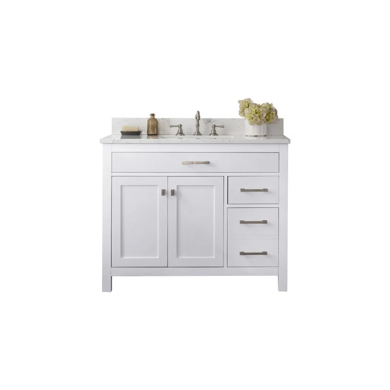 Saur 42'' Free Standing Single Bathroom Vanity with Engineered Stone Top | Wayfair North America