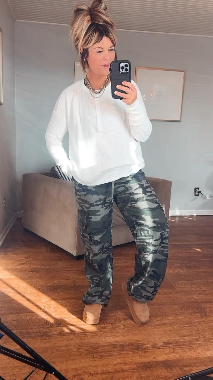 Amazon Outfit Ideas
Camo pants 
Aerie oversized top! So warm and adorable! 
Amazon clogs 

#LTKWatchNow #LTKFindsUnder100 #LTKFindsUnder50