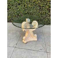 Neoclassical Carved Marble Dining Table With Glass Top | Etsy (US)