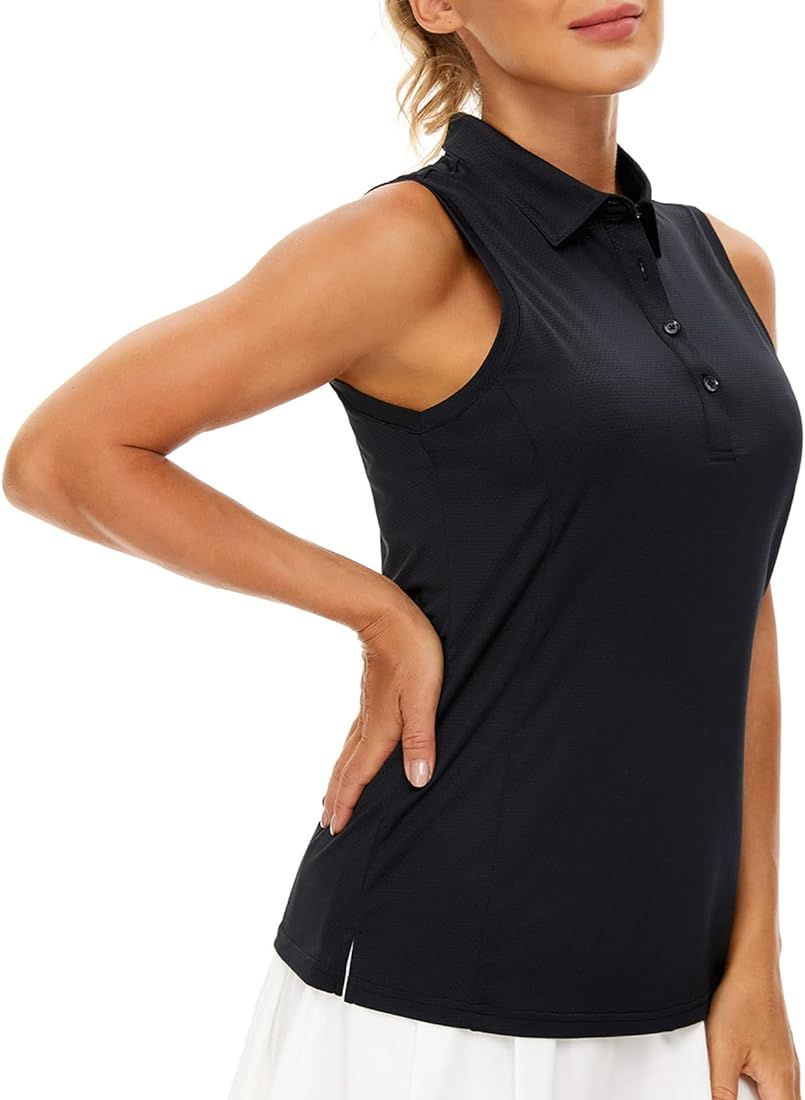 Women's Sleeveless Golf Polo Shirts UPF 50+ Quick Dry Collared Polo Shirts Athletic Tank Tops Shi... | Amazon (US)
