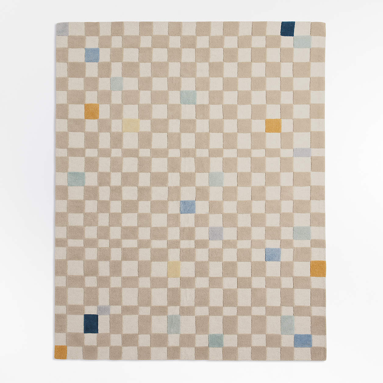 Imperfect Checkerboard Multicolor Wool Kids Area Rug 6'x9' + Reviews | Crate & Kids | Crate & Barrel