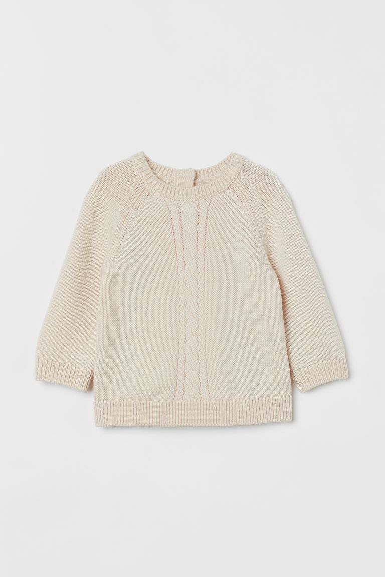 Baby Exclusive. Sweater in soft, cable-knit wool. Buttons at back, long sleeves, and ribbing at n... | H&M (US + CA)