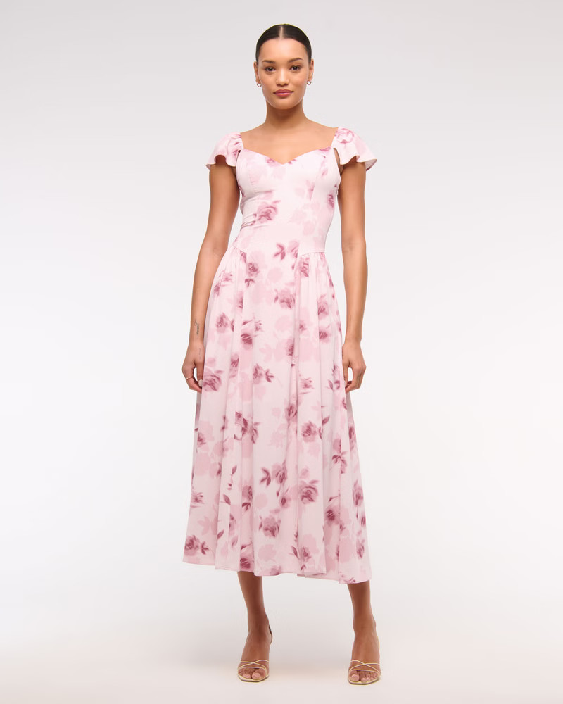 Women's Flutter Sleeve Midi Dress | Women's The A&F Wedding Shop | Abercrombie.com | Abercrombie & Fitch (US)