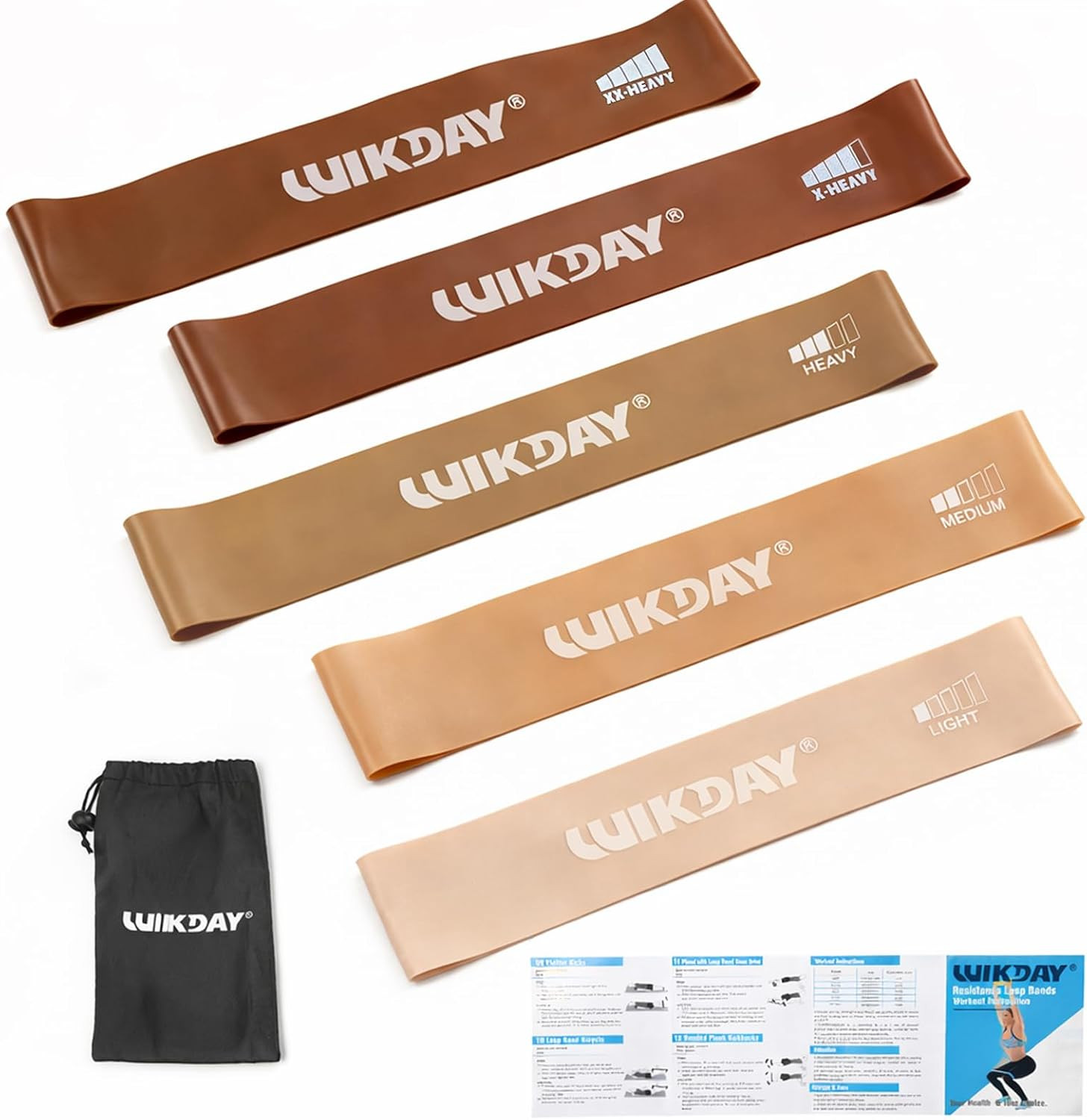 WIKDAY Resistance Bands for Working Out Exercise Loop Bands Workout Bands Set for Men Women Body Stretching, Crossfit Training, Home Workout, Physical Therapy, Booty Legs, Set of 5 | Amazon (US)