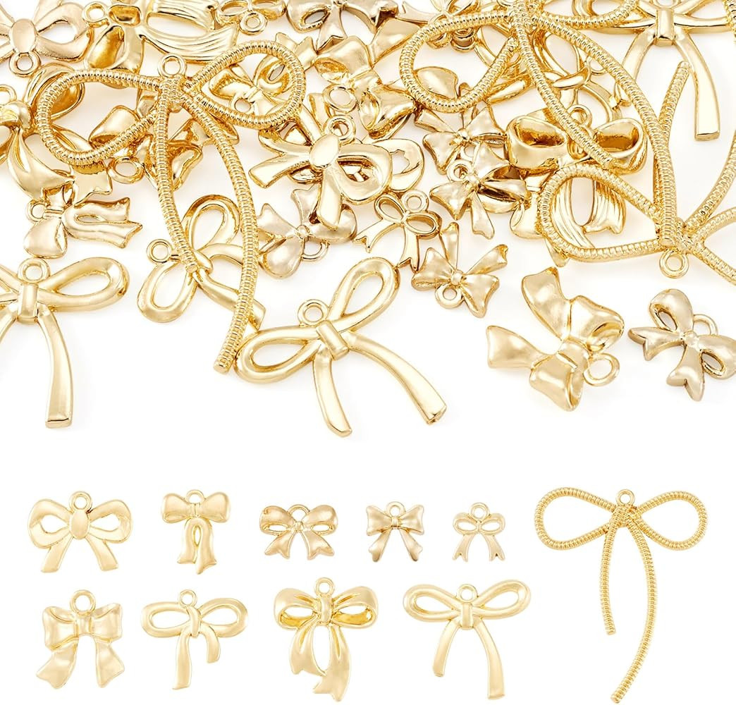 Beadthoven Alloy Bowknot Pendants Golden Bow Dangle Charms Mini Cute Bowknot Earring Charms for J... | Amazon (US)