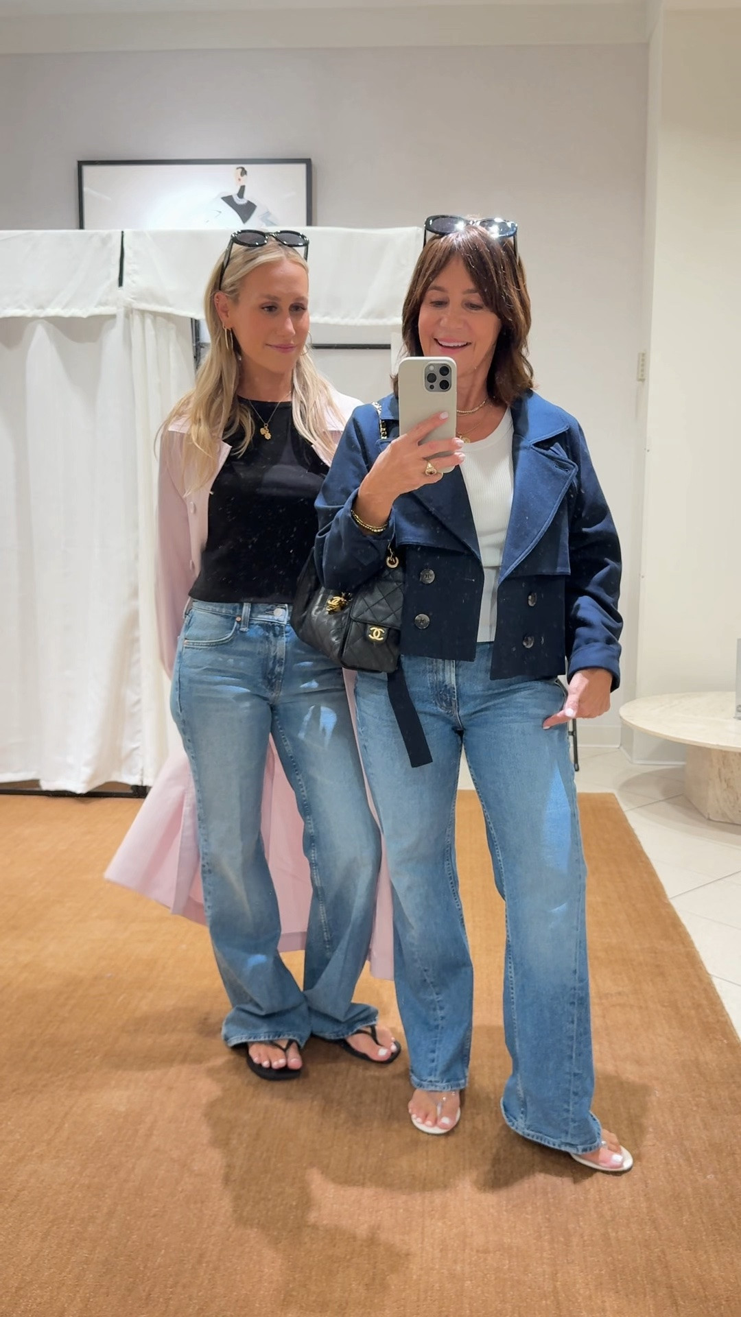 Our new favorite jean!!! 💖 It’s a mid-rise, boot cut style, and it’s one worth trying. (For reference, I took my usual size 27.) Because it’s made of rigid denim, it isn’t super stretchy — but it does give, and once it does, you’ll never want to wash them!