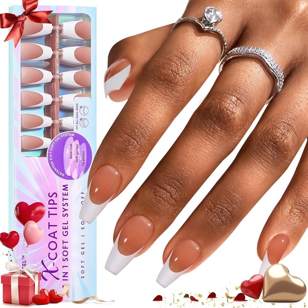 BTArtboxnails French Gel Nail Tips - French Tip Press on Nails Brown Medium Coffin XCOATTIPS Pre-... | Amazon (US)